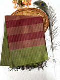 Dhabi Silk Saree – Maroon Green