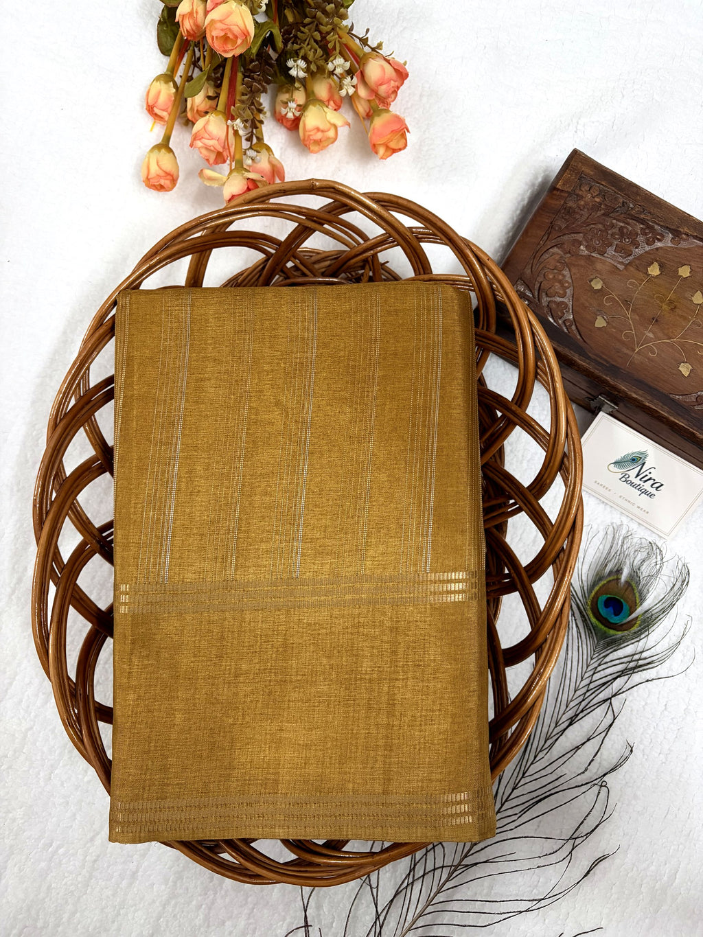 Matka Tussar Saree – Mustard