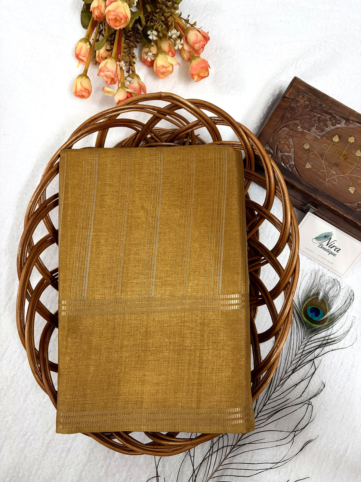 Matka Tussar Saree – Mustard