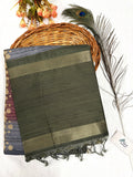 Semi Desi Tussar Saree – Olive Green