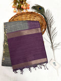 Semi Desi Tussar Saree – Plum