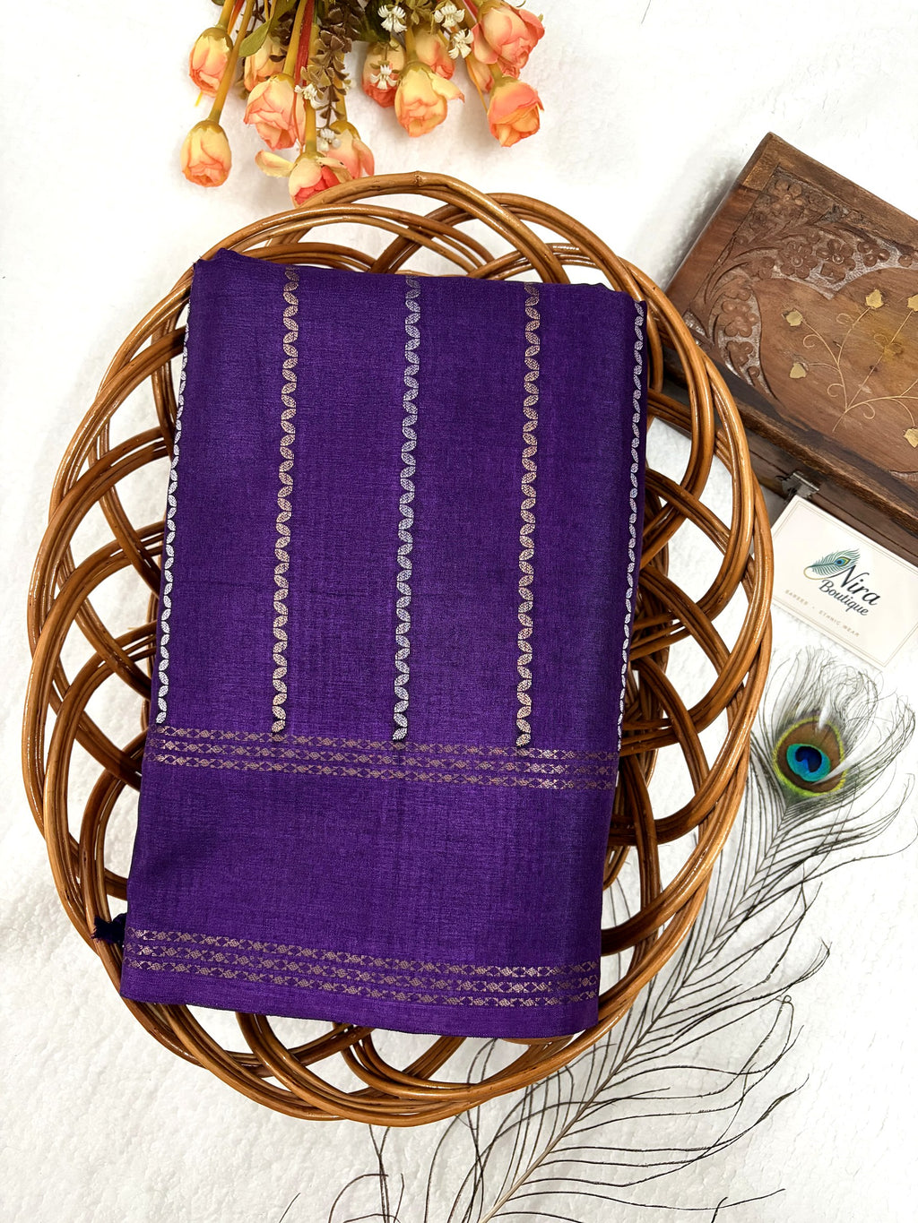 Matka Tussar Saree – Purple