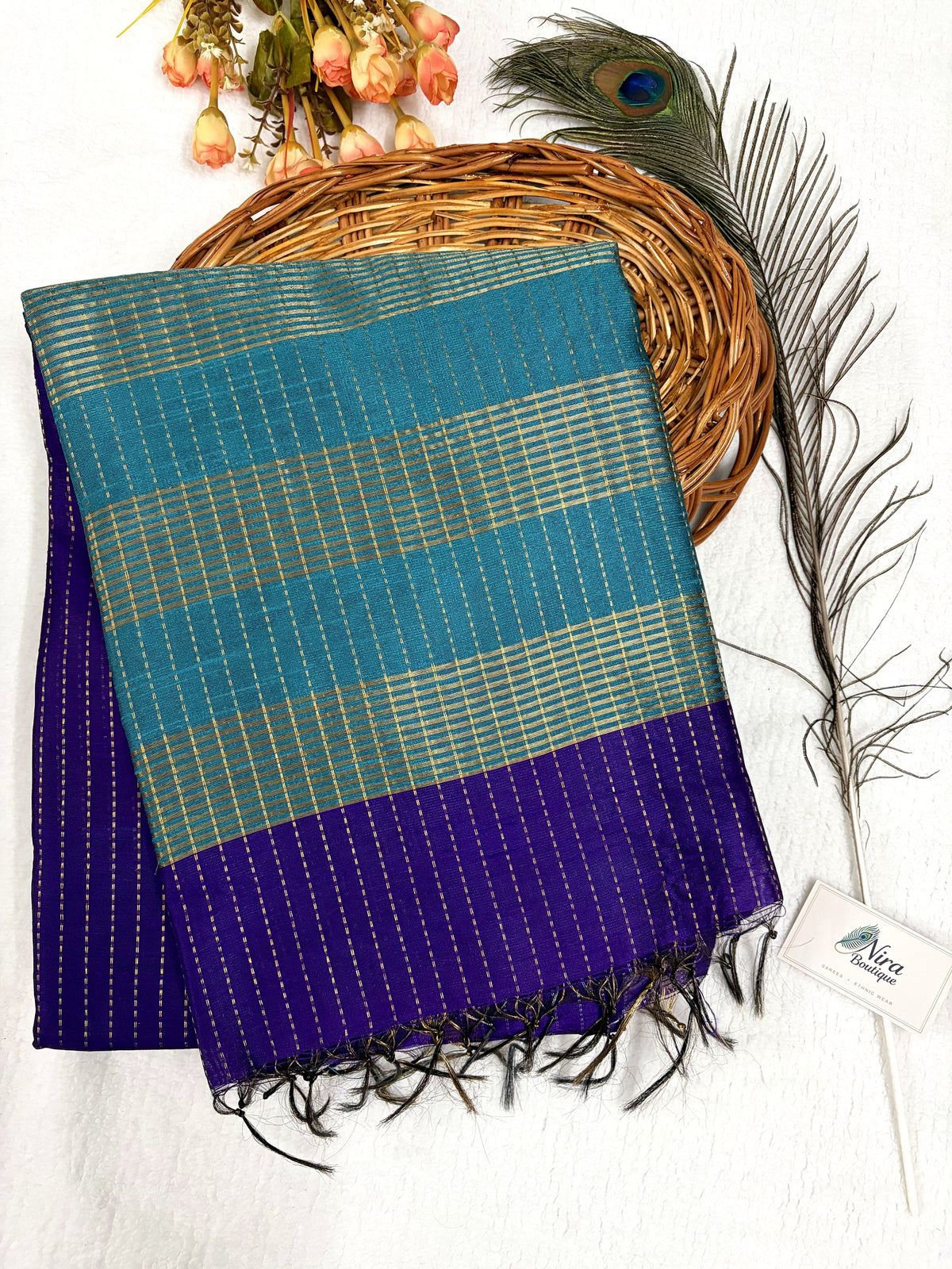 Dhabi Silk Saree – Teal Violet
