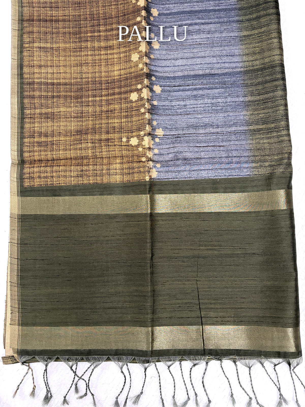 Semi Desi Tussar Saree – Olive Green