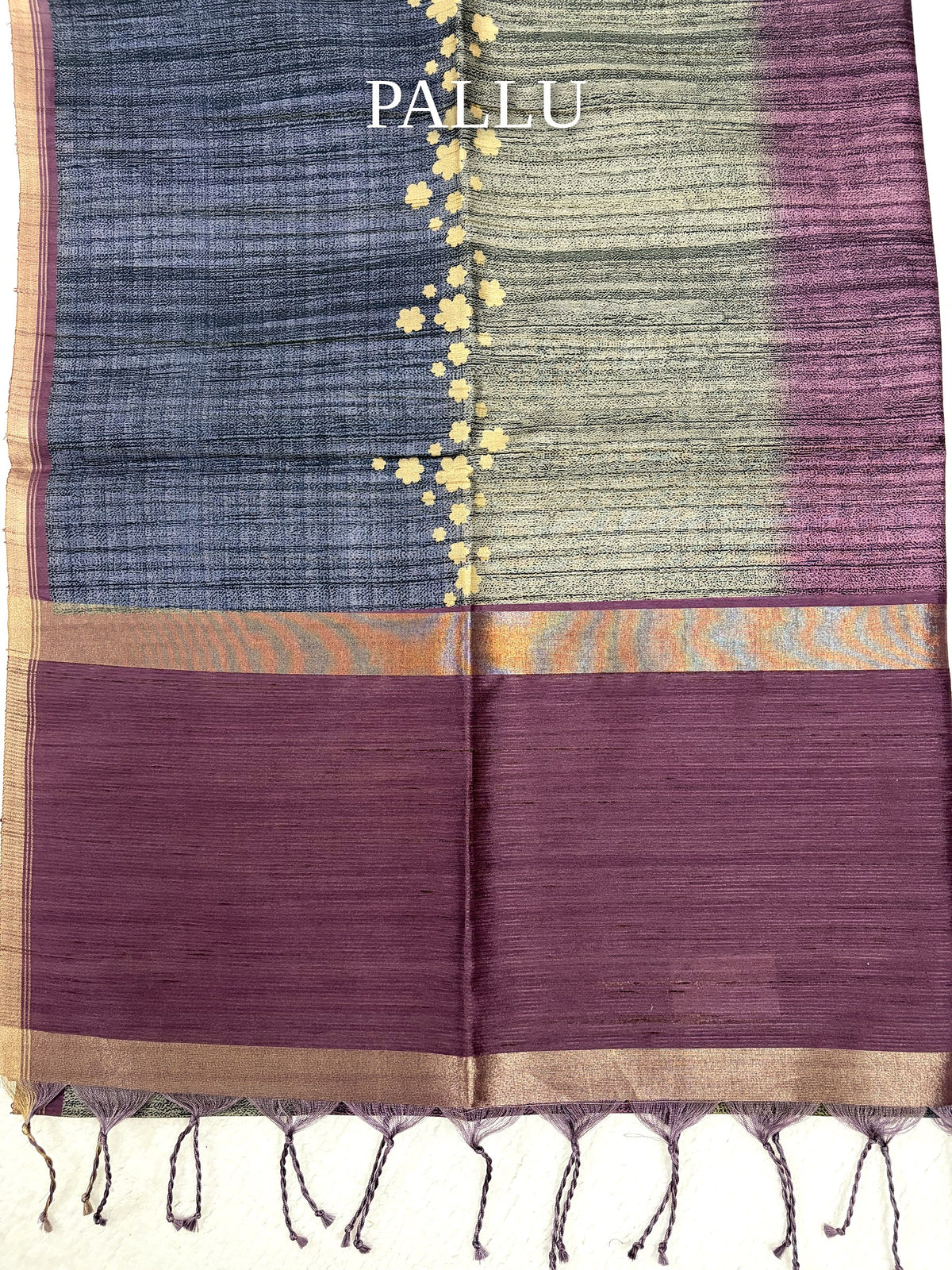 Semi Desi Tussar Saree – Plum