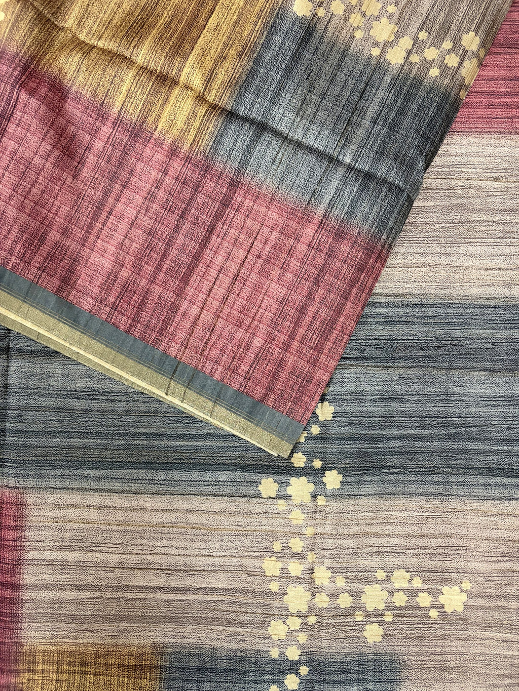 Semi Desi Tussar Saree – Grey