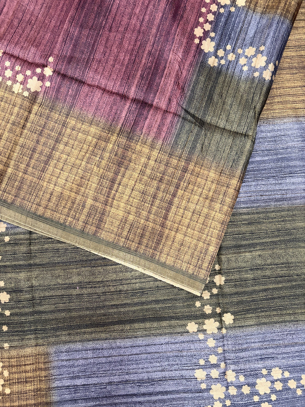 Semi Desi Tussar Saree – Olive Green