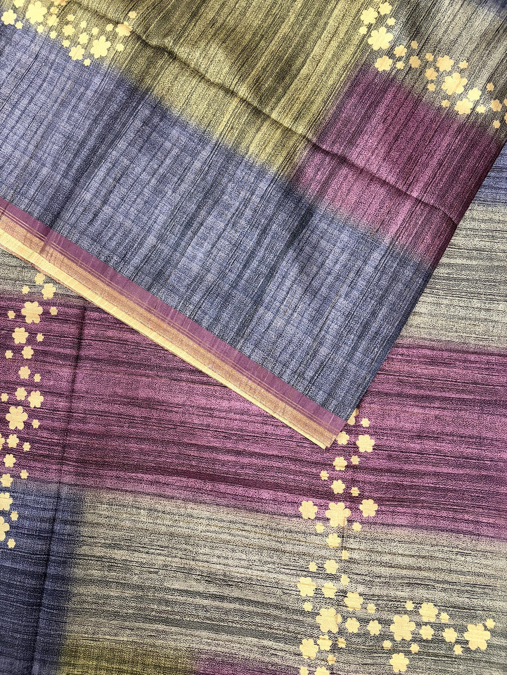 Semi Desi Tussar Saree – Plum