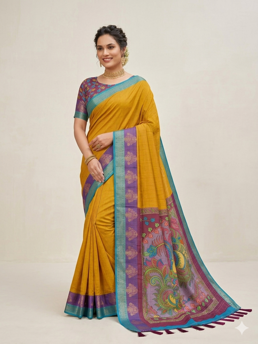 Mustard Zari Designer Saree