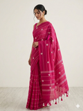 Rani Pink cotton Saree