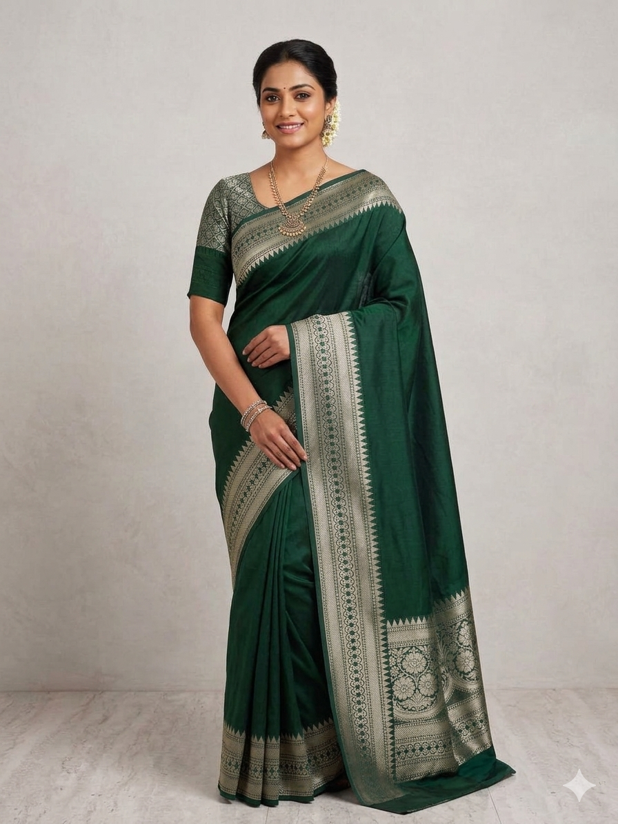 Deep Green Mysore Silk
