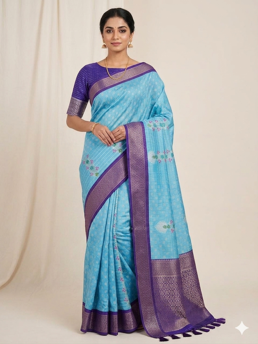 Sky Blue Mysore Silk