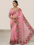 Pink Embroidered Designer Saree