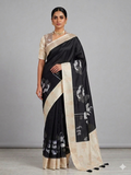 Black Organza Woven Saree