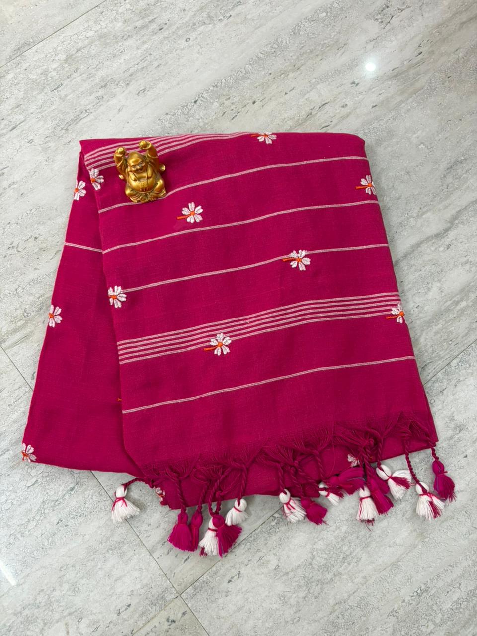 Rani Pink cotton Saree