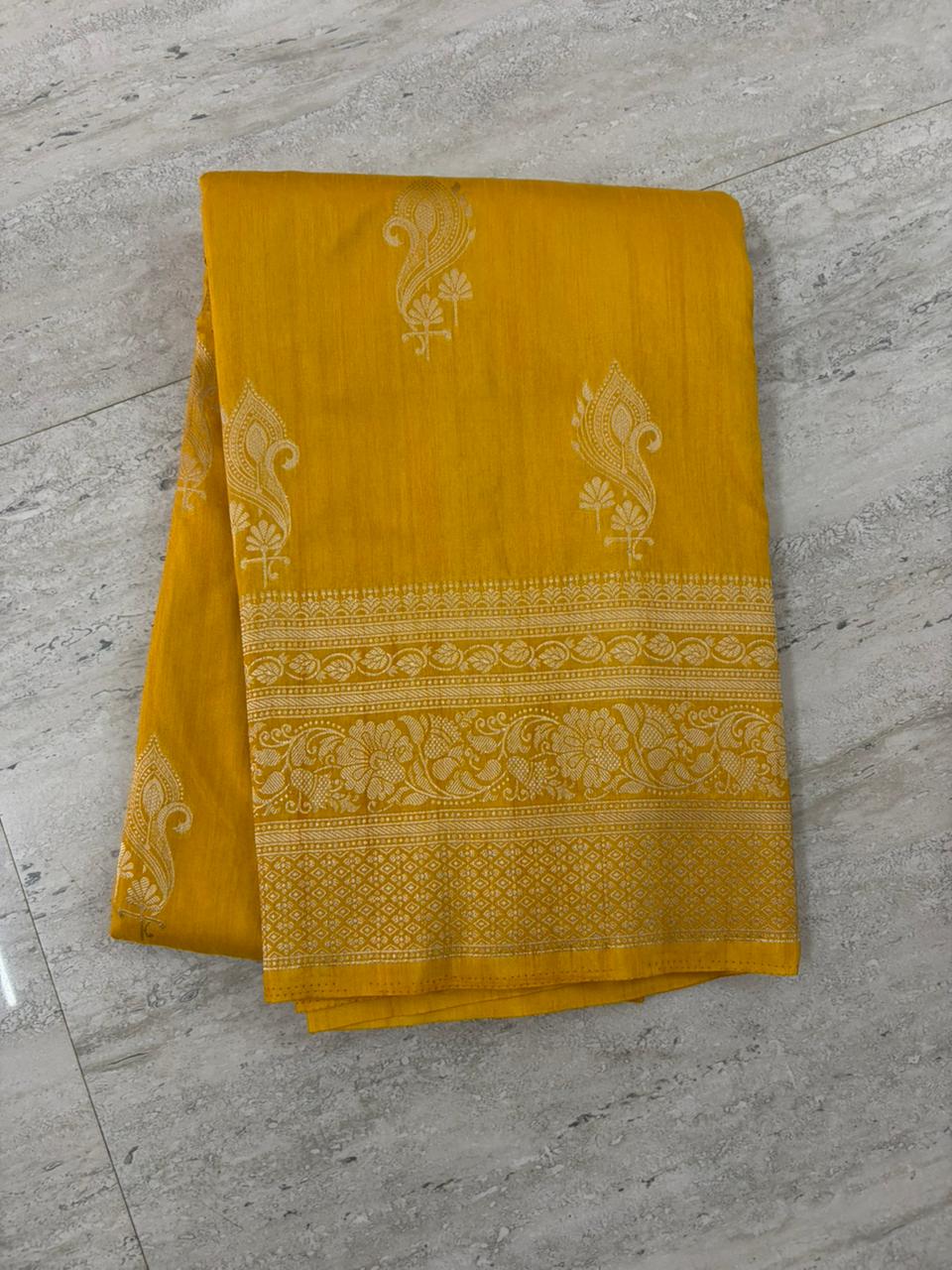 Mustard Semi Silk Saree