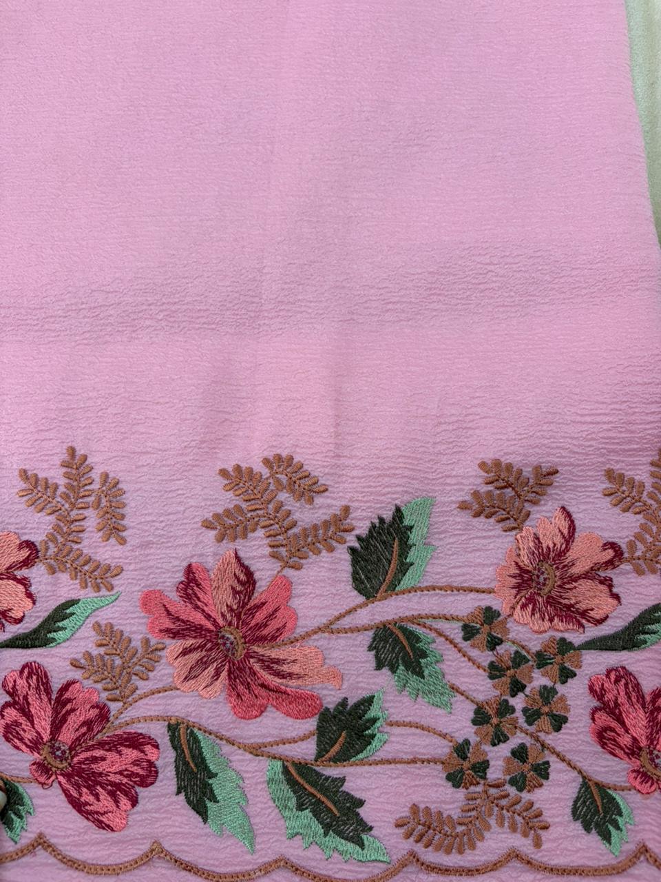 Pink Embroidered Designer Saree