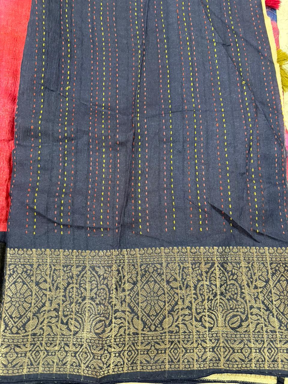 Tie-Dye Tassel Cotton Saree