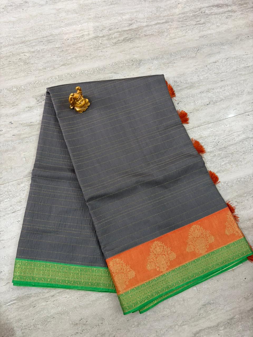 Grey Zari Cotton Saree