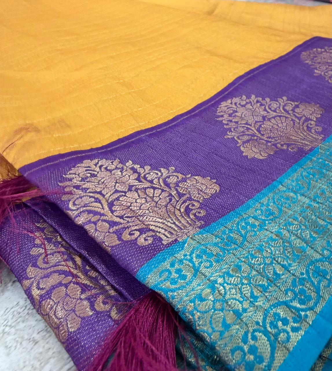 Mustard Zari Designer Saree