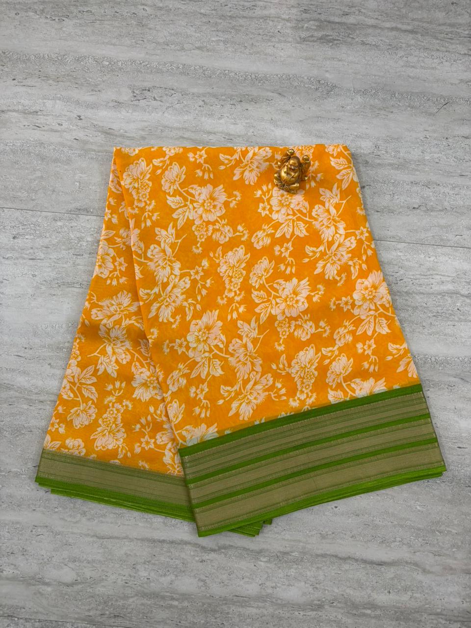 Mustard Floral Lightweight Saree