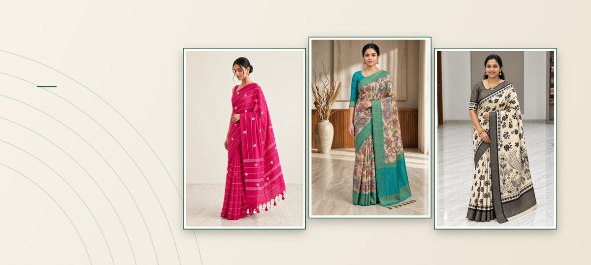 Cotton and linen sarees from Nira Boutique